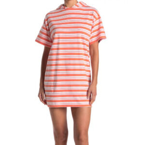 Striped Hooded T-shirt Dress Striped Blue Hoodie Dress Cotton t-shirt dress NEW